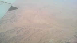 Flying over desert