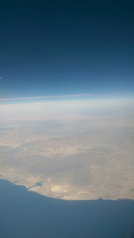 Flying over desert